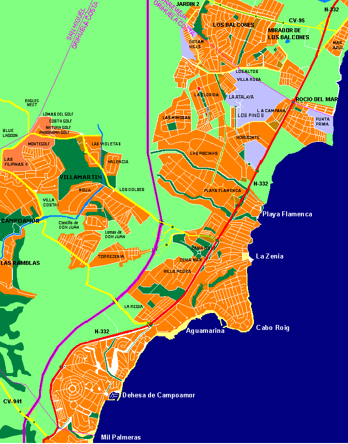 Map Orihuela Costa